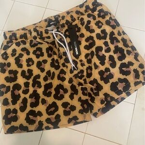 NWT Leopard Print Men's Swim Trunks